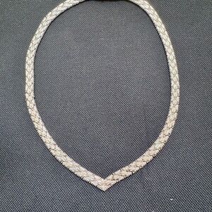 Sterling 92.5% Silver Herringbone Necklace